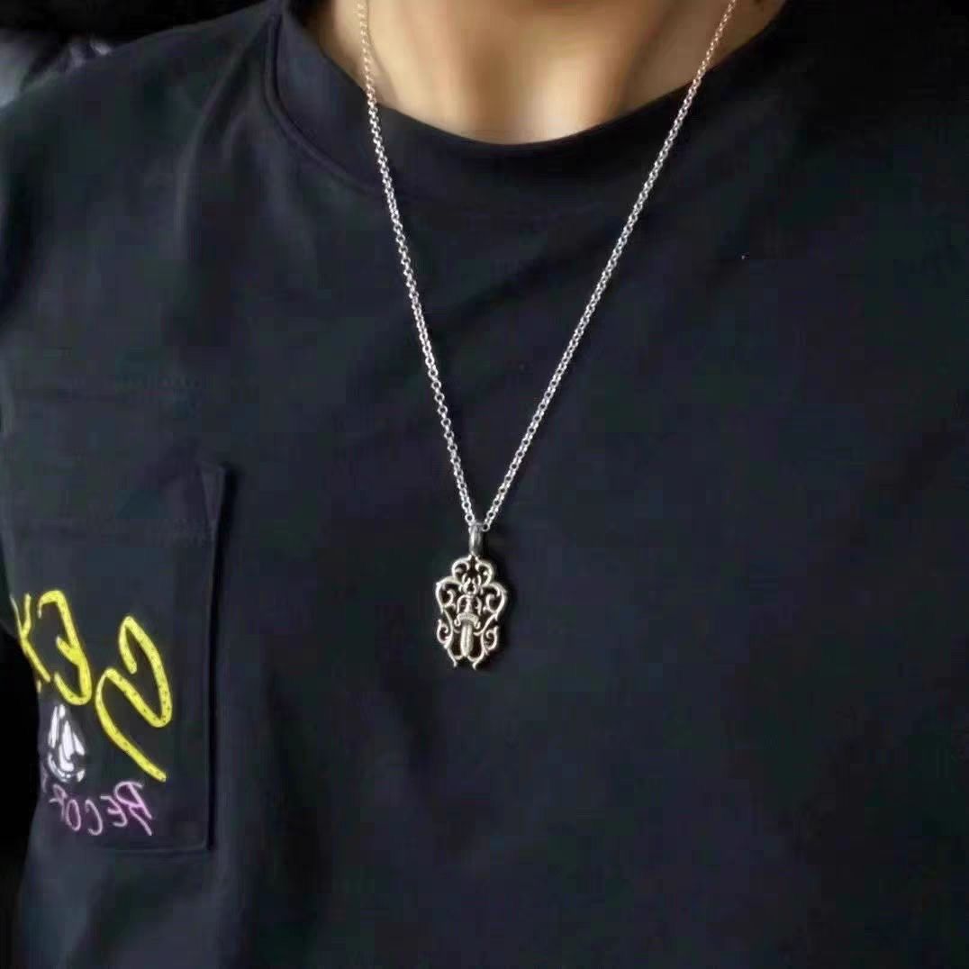 Chrome Hearts s925 sterling silver flame holy sword necklace