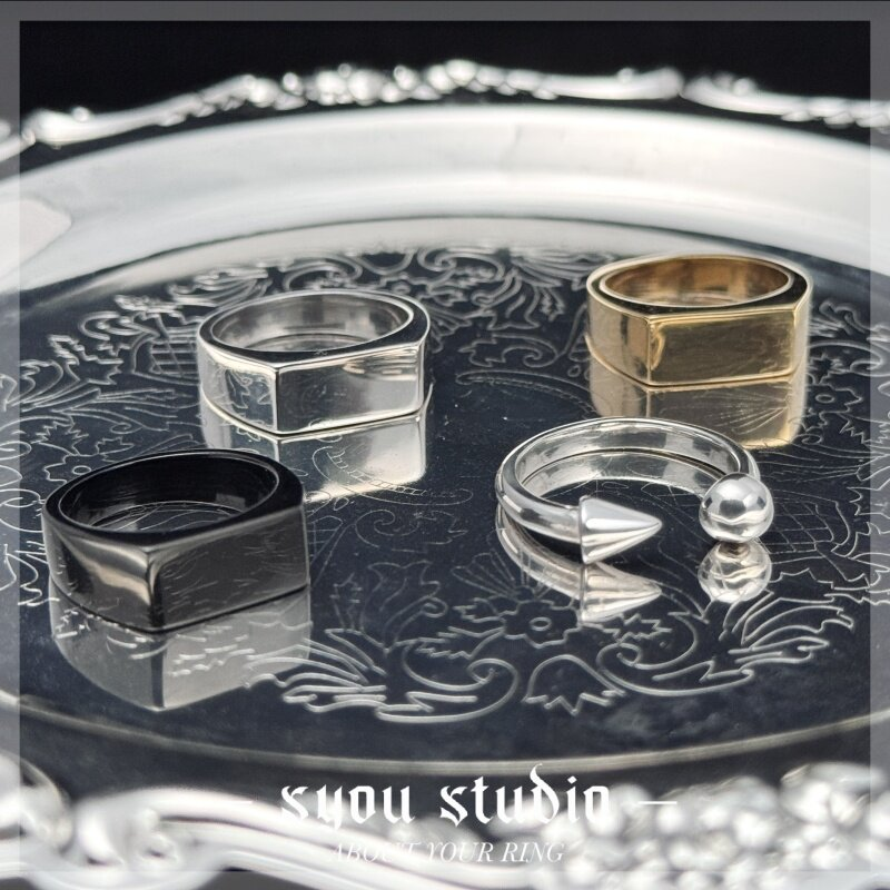 Syou Smooth surface/big head nail titanium steel ring
