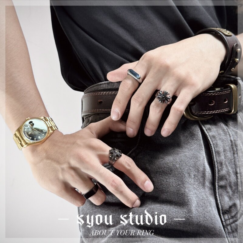 Syou Smooth surface/big head nail titanium steel ring