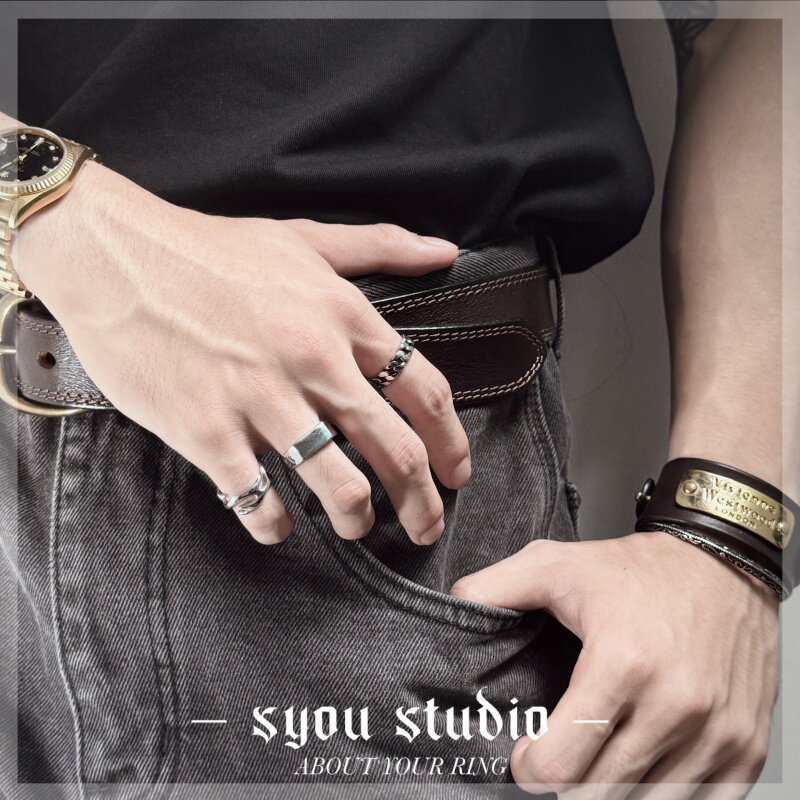 Syou Smooth surface/big head nail titanium steel ring
