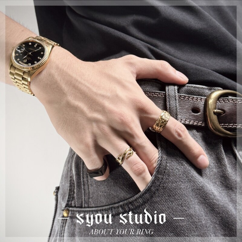 Syou Smooth surface/big head nail titanium steel ring