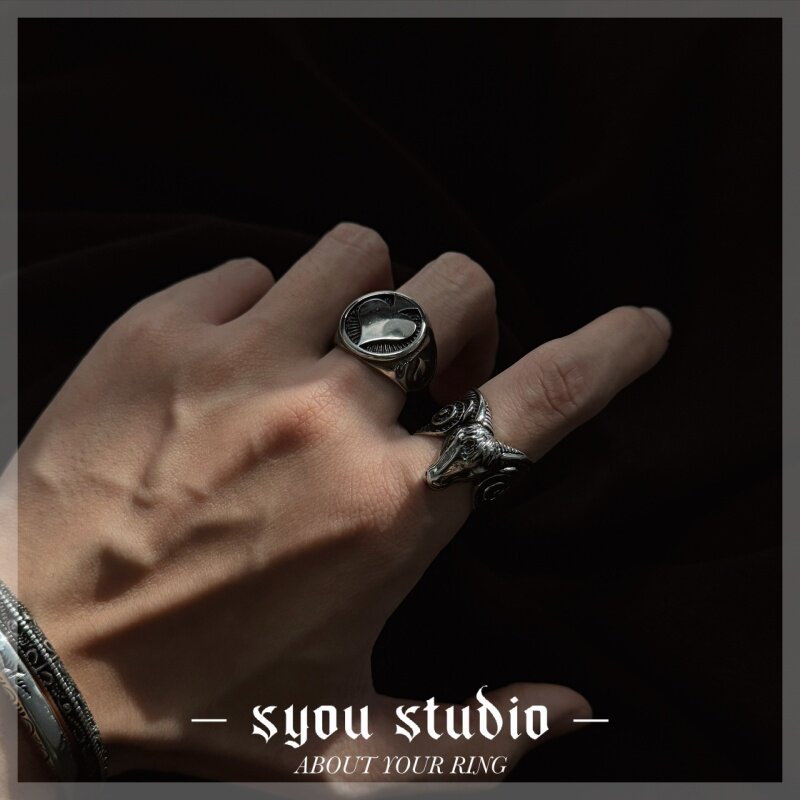 Syou Poker spade titanium steel ring