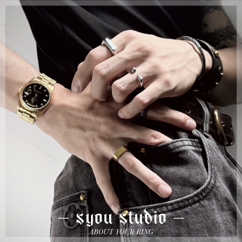 Syou Smooth surface/big head nail titanium steel ring