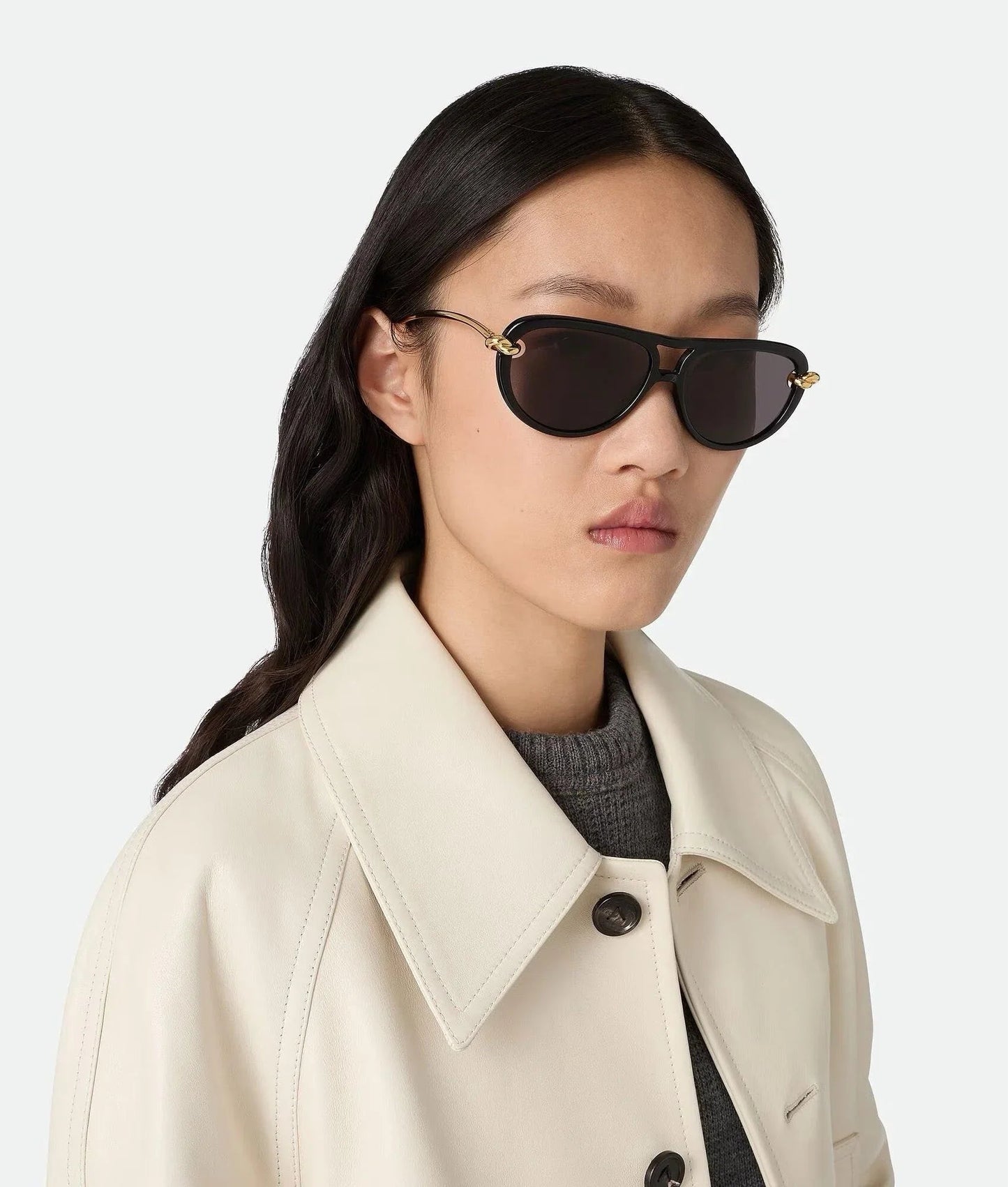 BOTTEGA VENETA BV1418 Knot Aviator Sunglasses💚