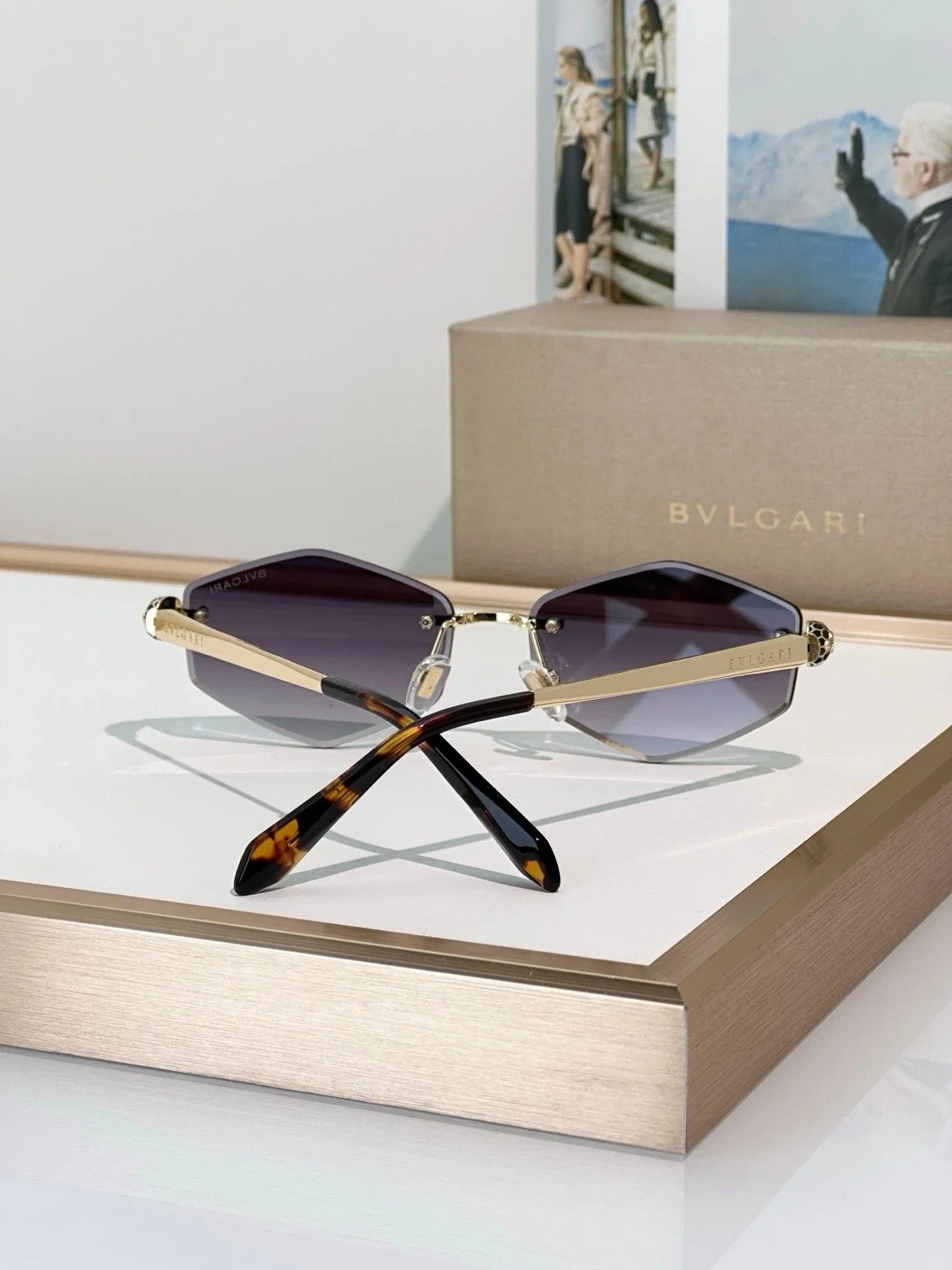 BVLGARI BV40010U Gold Butterfly Metal Sunglasses
