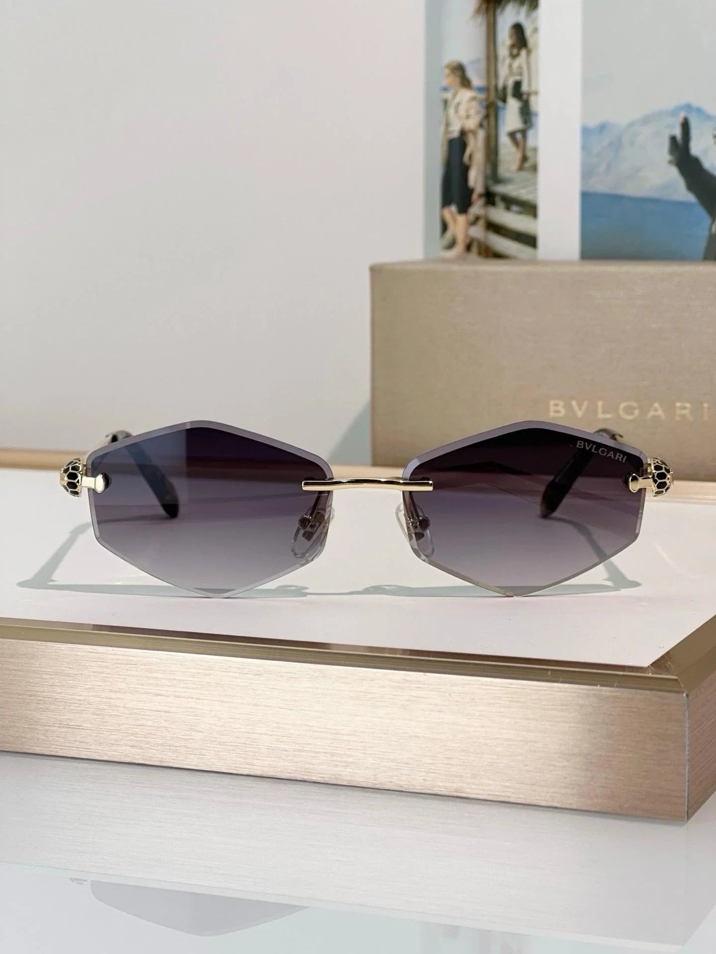 BVLGARI BV40010U Gold Butterfly Metal Sunglasses