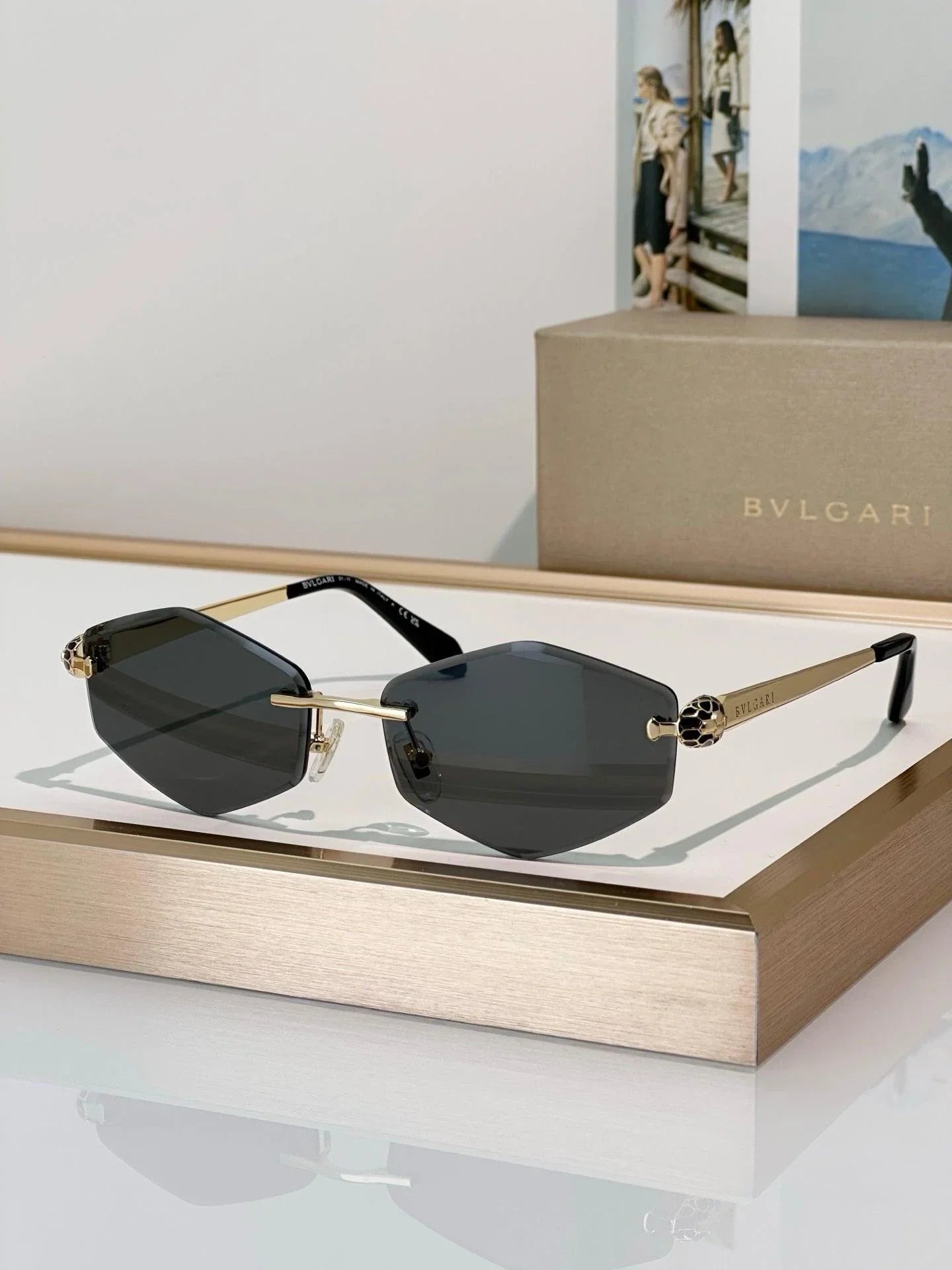 BVLGARI BV40010U Gold Butterfly Metal Sunglasses