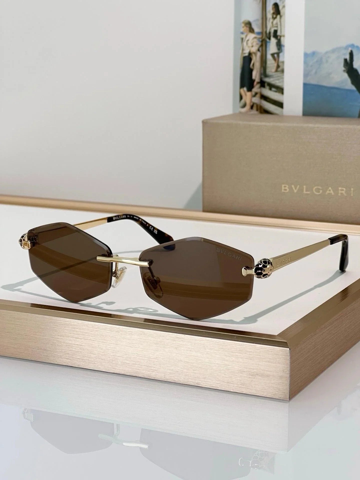 BVLGARI BV40010U Gold Butterfly Metal Sunglasses