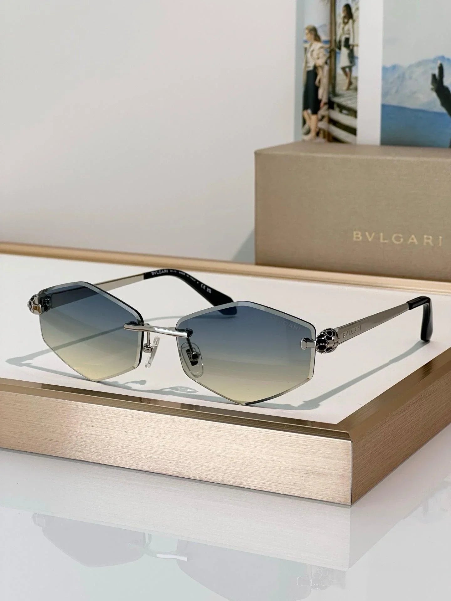 BVLGARI BV40010U Gold Butterfly Metal Sunglasses