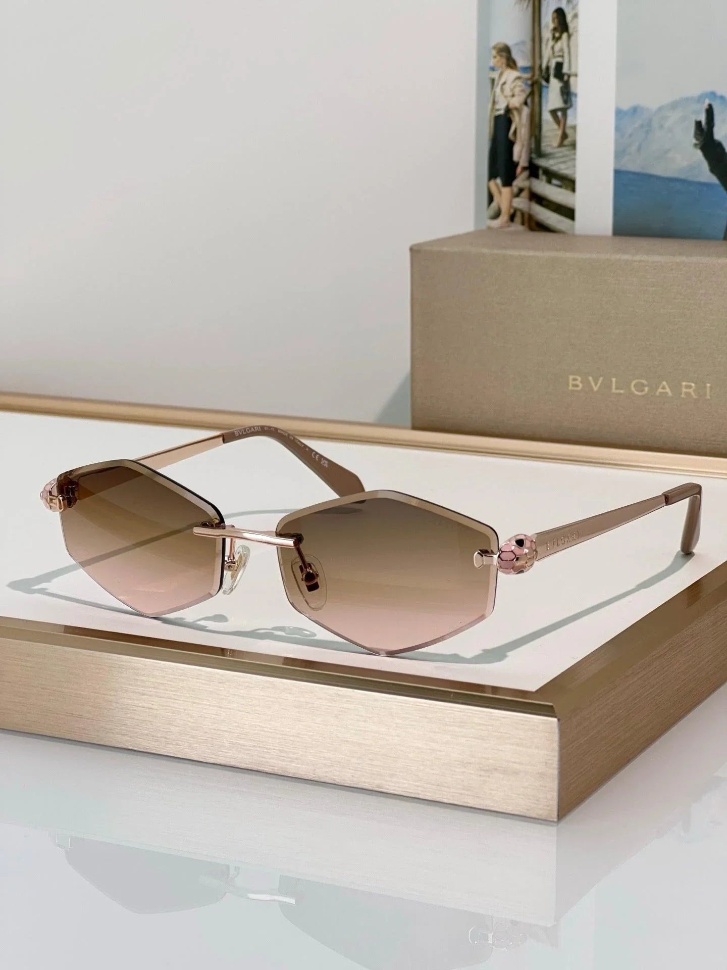 BVLGARI BV40010U Gold Butterfly Metal Sunglasses