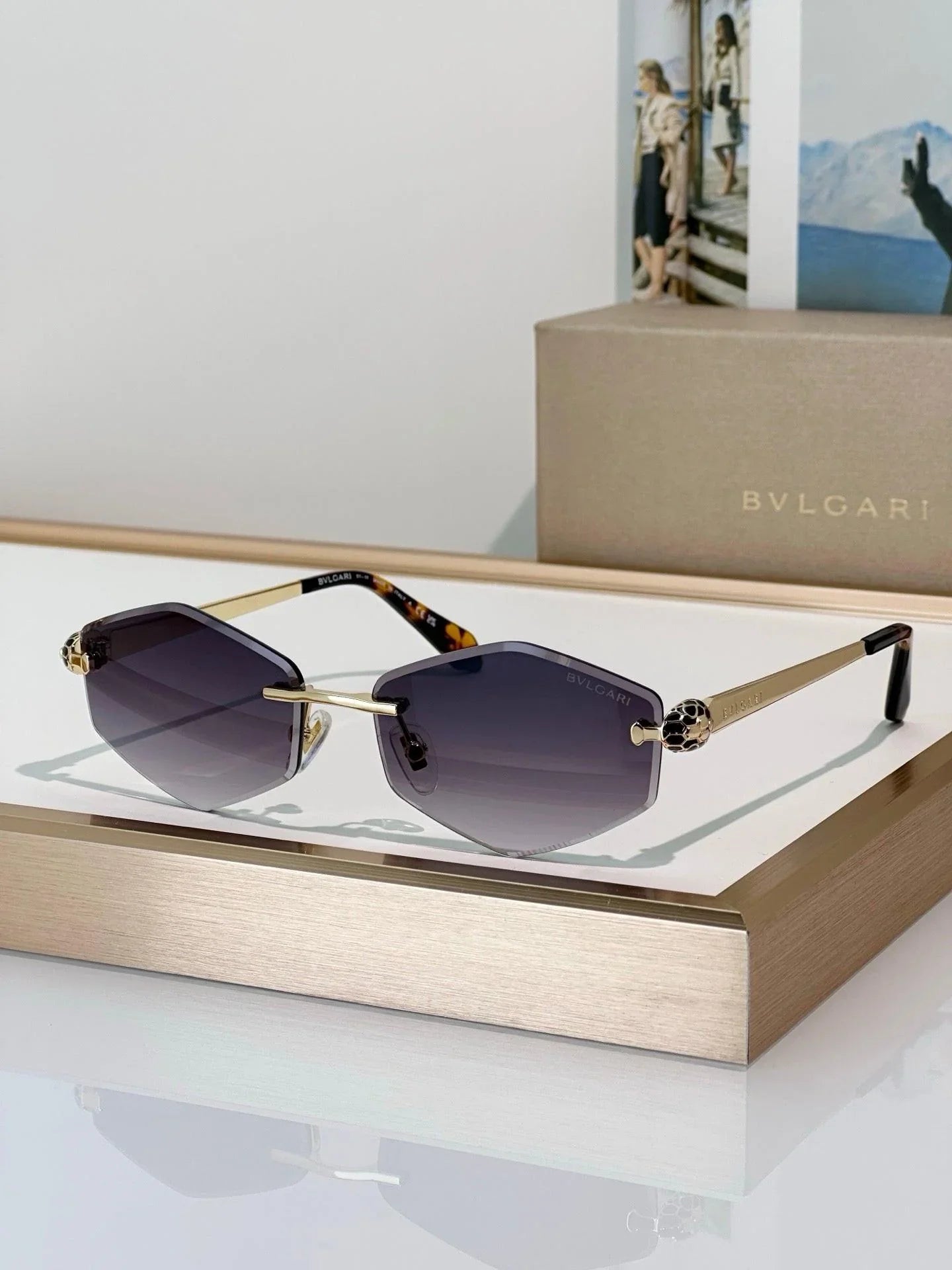 BVLGARI BV40010U Gold Butterfly Metal Sunglasses