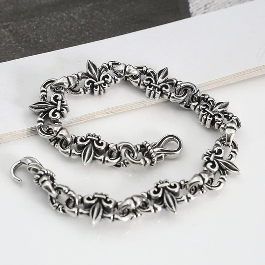 Chrome Hearts 925 Sterling silver Vitange Gothic fleur-de-lis Crown bracelet