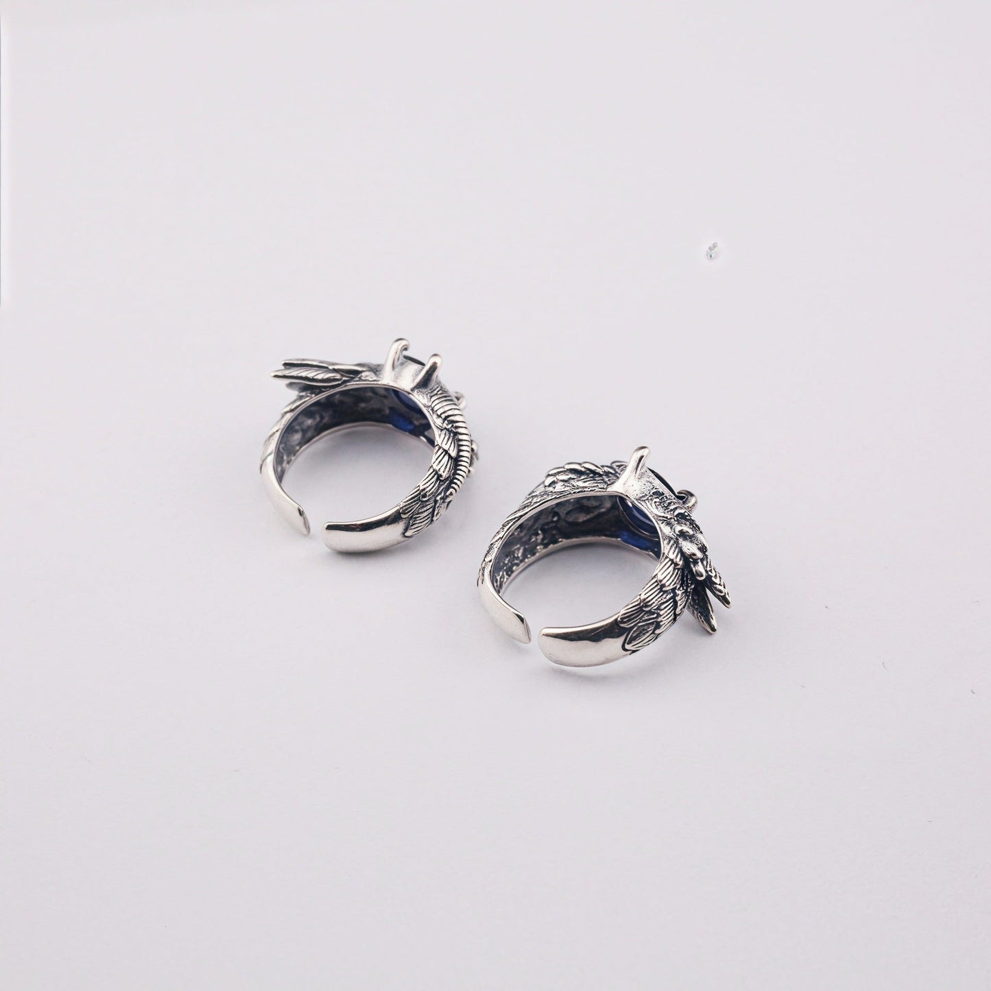 Retro feather sapphire open ring