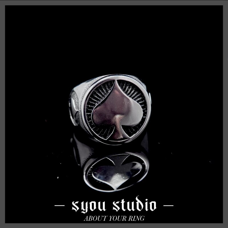 Syou Poker spade titanium steel ring