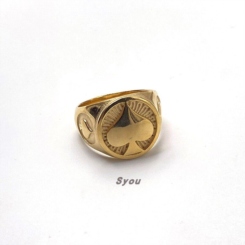 Syou Poker spade titanium steel ring
