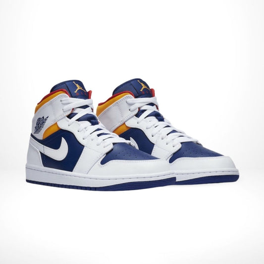 Air Jordan 1 Mid White Deep Royal Blue