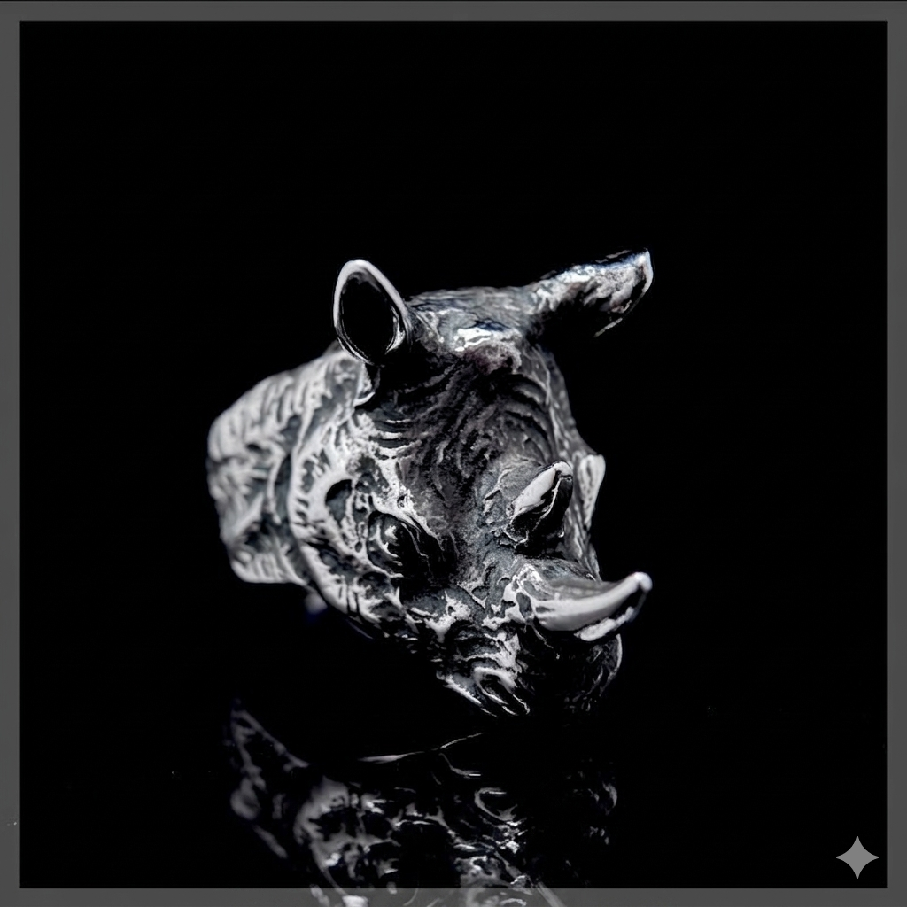 Syou Rhinoceros Head Personalized Titanium Steel Ring