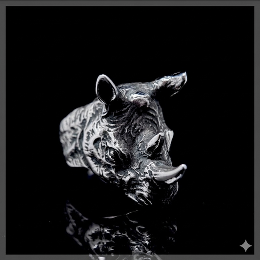 Syou Rhinoceros Head Personalized Titanium Steel Ring