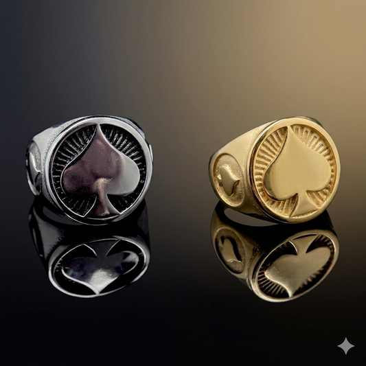 Syou Poker spade titanium steel ring